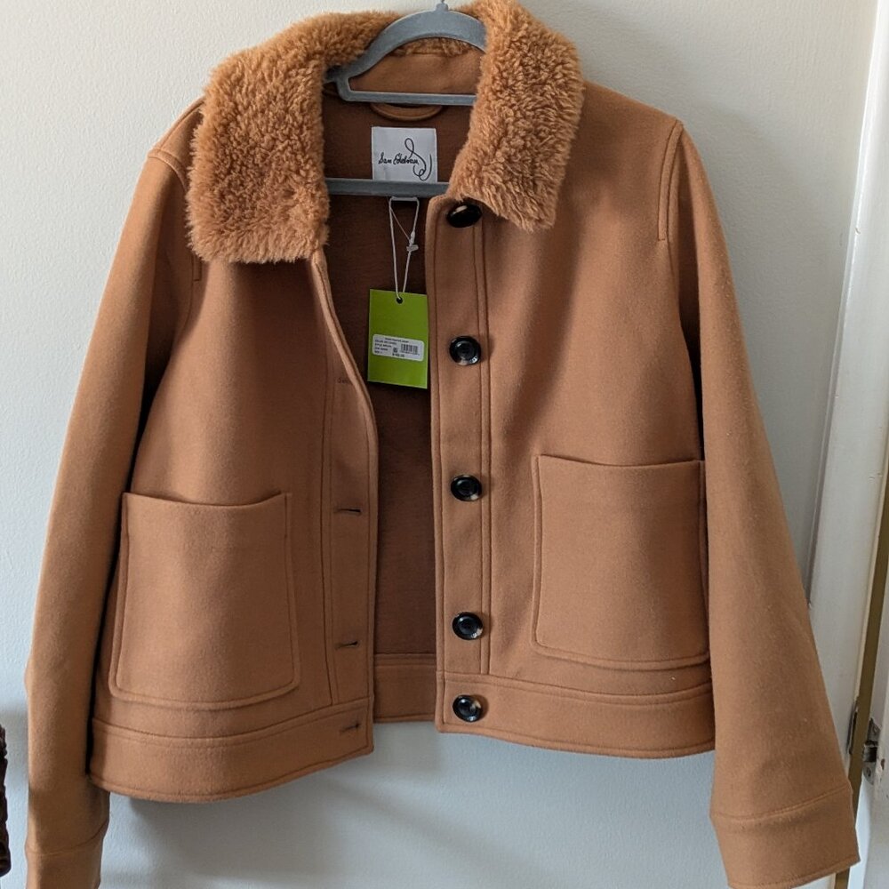 NWT Sam Edelman Short Faux Fur Jacket – Camel Brown – Size Large